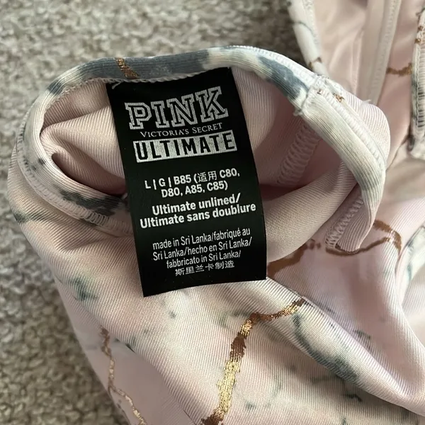 Victoria’s Secret PINK Marble Sports Bra Pastel Gym Top Racerback Size Large Y2K - Image 4