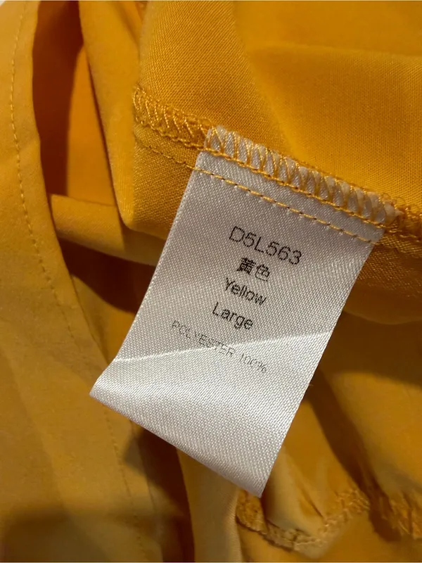 Yellow Button-Front Sleeveless Knee-Length Dress with Classic Collar Size L - Image 3