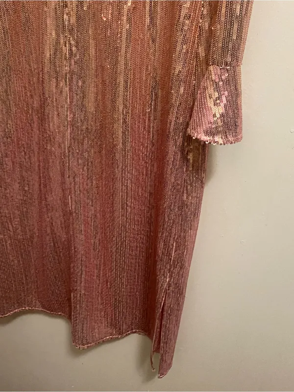 Rachel Parcell Womens Midi Dress S Small Rose Gold Pink Sequins Allover Formal - Image 8