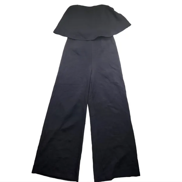 DO+BE -714 Strapless Jumpsuit‎ Wide Leg Ruffle Sexy Back Stretchy Black Small - Image 3
