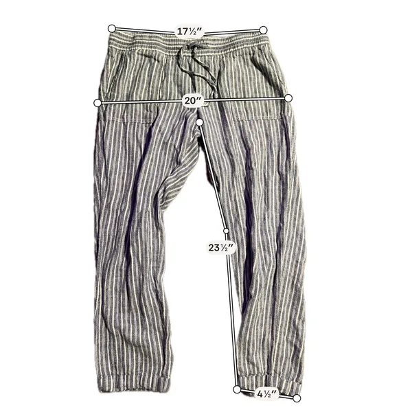 Old Navy Womens Blue White Striped Linen Blend Drawstring Jogger Pants‎ Size S - Image 3