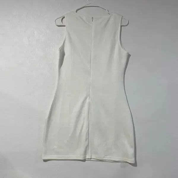 White Sleeveless Mini Dress Size M Clean Girl Minimalist Chic - Image 3