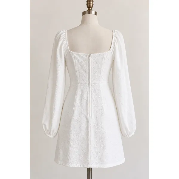 Francesca's Mini Dress Women M White Floral Lace LS Slit Romantic Feminine NWT - Image 2