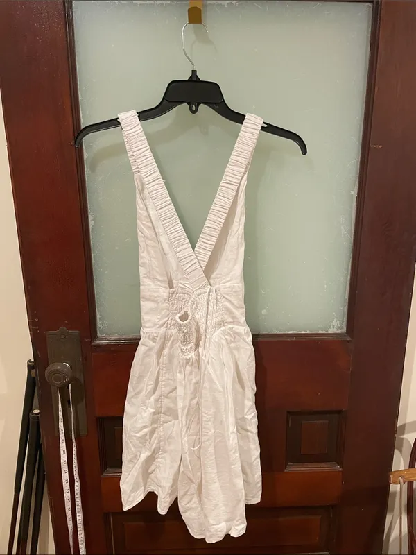Abercrombie & Fitch White Deep V-Neck Mini Dress - Image 2