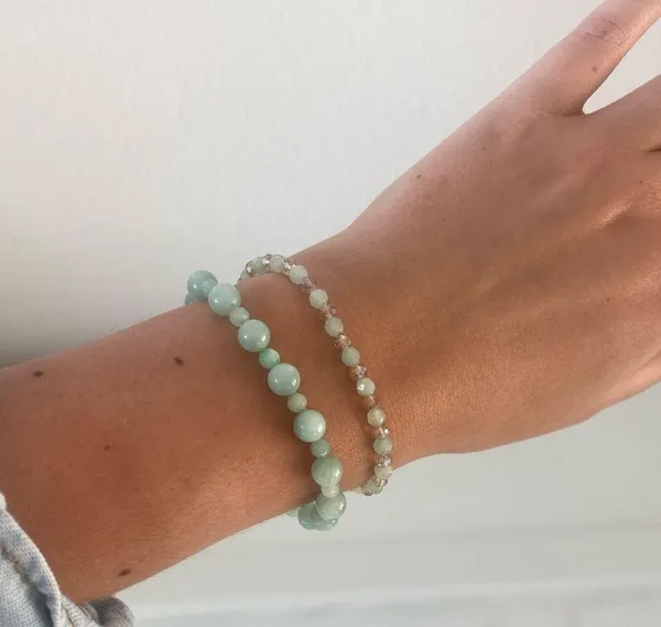 Seafoam Beaded Bracelets Set of 2 - Image 2