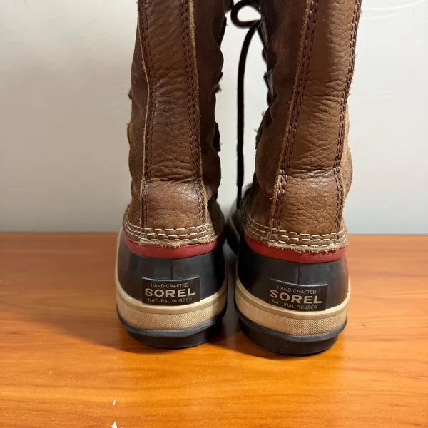 Sorel Joan‎ of Arctic Tall Lace Up Snow Boot Waterproof Leather Brown Tan 7.5 - Image 3