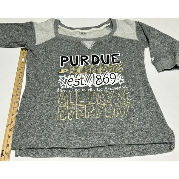 Russell Athletic Purdue Boilermakers Sweatshirt Womens Medium M Gray 3/4 Raglan Sleeve Scoop Neck - Image 6