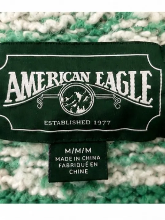 American Eagle Green & Cream Fair Isle Sweater Size Medium - Image 4
