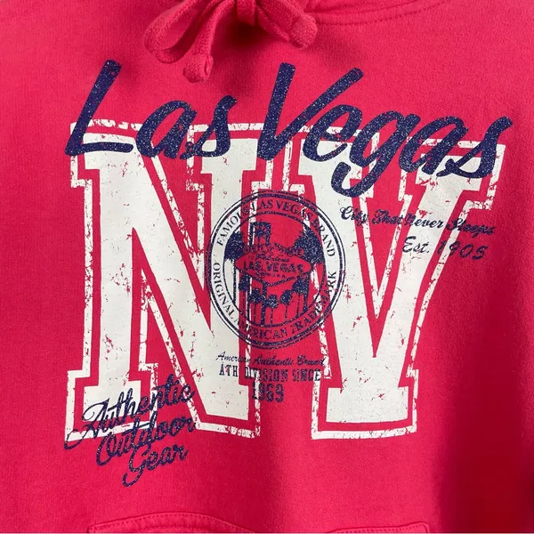 Alstyle Las Vegas Small Glitter Graphic Print Hooded Hoodie Sweatshirt - Image 3