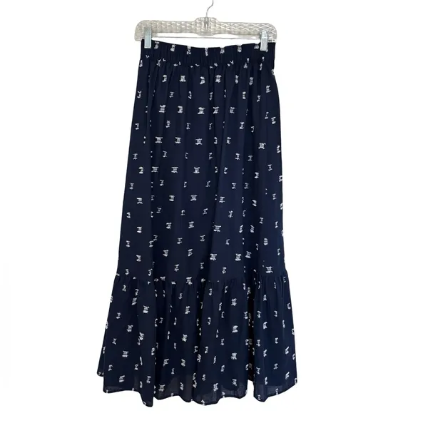 NEW LOFT Clip Tiered Pull-On Midi Skirt in Navy Blue - Size XS - Image 3