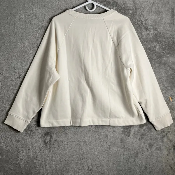 Ann Taylor Cream Sweatshirt Minimalist Cozy Lounge‎ Top Size XL Cotton Blend New - Image 2