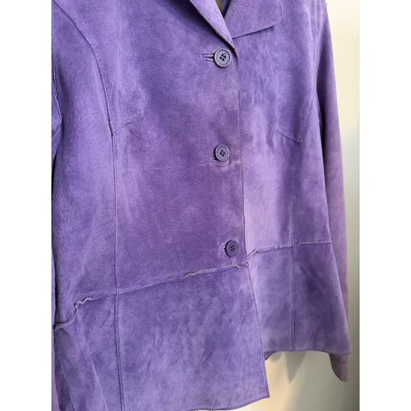 Vintage Brandon Thomas Purple Suede Leather Jacket Womens Medium VTG Blazer - Image 10