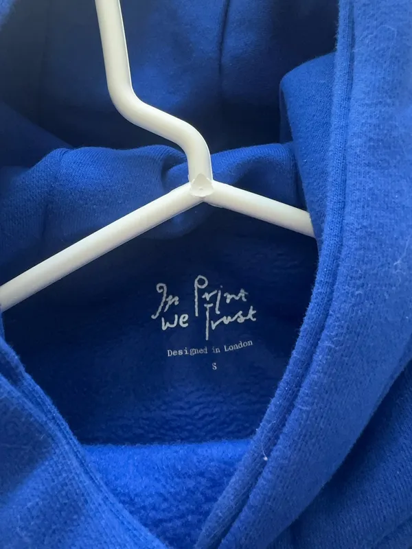 In print we trust blue hoodie - Image 3