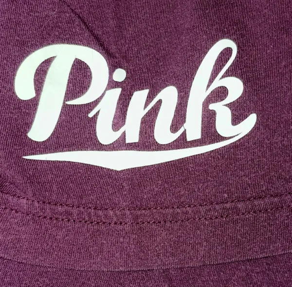 VS PINK Casual Logo Tee - Relaxed Crewneck T-Shirt Plum & White Colorblock - Image 6
