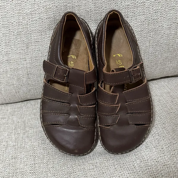 Birkenstock Brown Leather Footprints Madeira Fisherman Sandal Shoe Size L9/M7 - Image 2