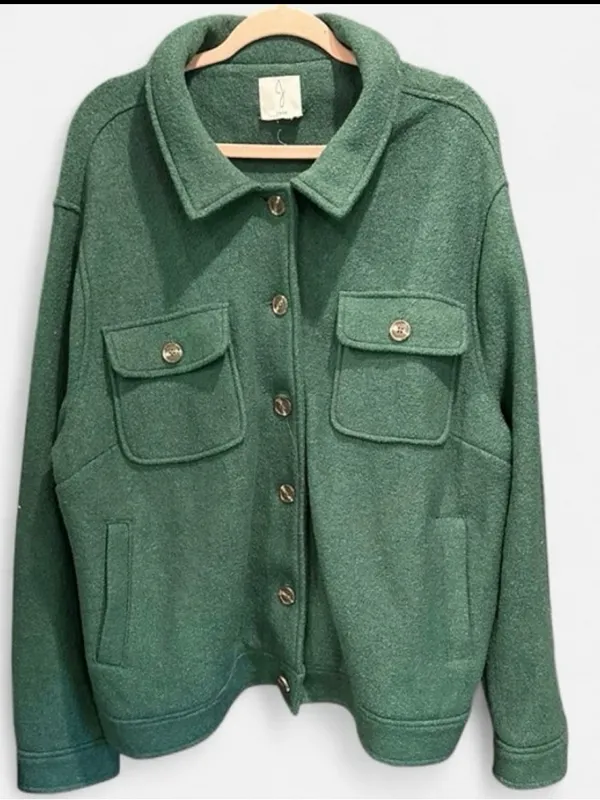 Joie Wool Blend Olive Green Chore Coat Large Oversized Scandi Workwear Jacket - Image 4