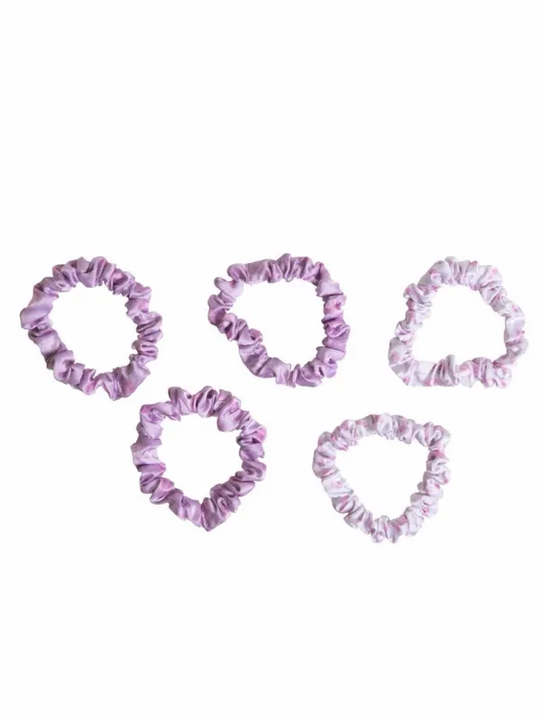 LoveShackFancy x Target Goody Happy Thoughts Skinny Satin Scrunchie 5CT Hibiscus - Image 3