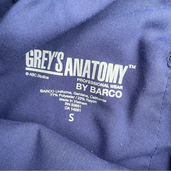 Grey’s Anatomy Navy Blue Boot Cut Flare Cotton Scrub Pants Small - Image 2