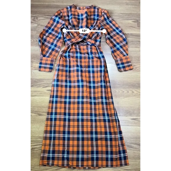 STAUD Crosshill Gingham Midi Dress Open Back Summer Dress Size Small - Image 6