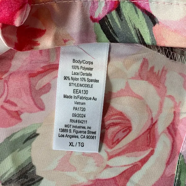 In Bloom by Jonquil Red and Pink Floral Ella Satin Robe NWT Size XL - Image 4