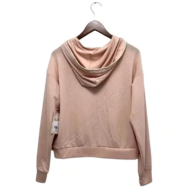 Kensie Sportswear Fit Hooded Long Sleeves Sweatshirt Pink Blush Casual Size M - Image 4