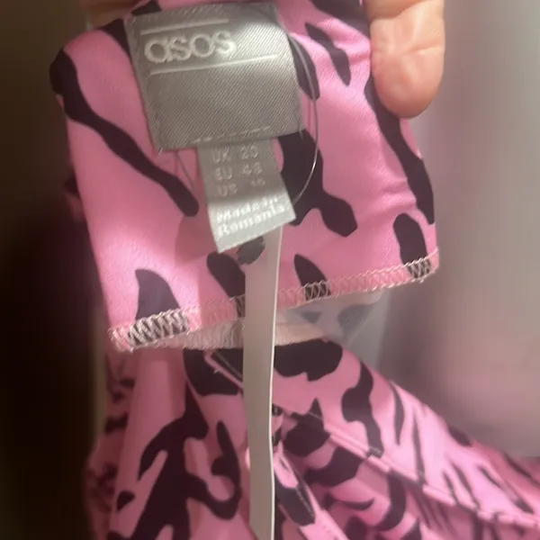 ASOS DESIGN Curve cowl neck satin cami with pink animal print - Image 8