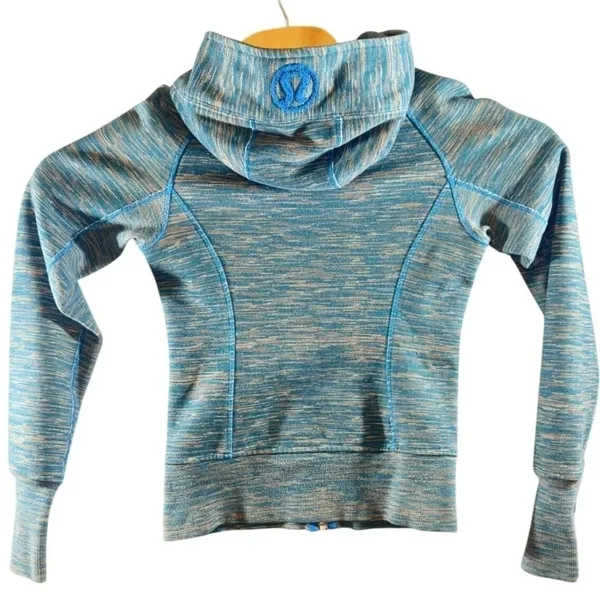 3025 | Lululemon Scuba Full Zip Space Dye Fleece Lined Hoodie Blue Women Size 2 - Image 3