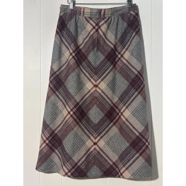 Vintage Panther Juniors 15 Plaid Wool Blend Midi Skirt A Line Pockets - Image 2