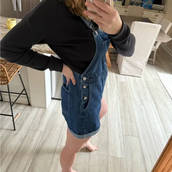 SHEIN Denim Short Overalls Women’s US L - Image 4