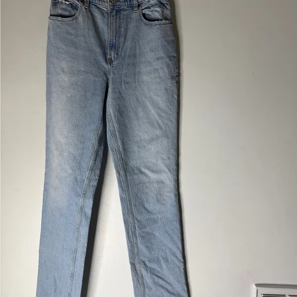 abercrombie fitch 90s‎ straight ultra high rise Size 29/8 XL Light Wash Distress - Image 2