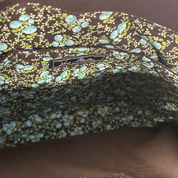 Vera Bradley Brown Quilted Briefcase Messenger Laptop Bag Floral‎ Lining - Image 5