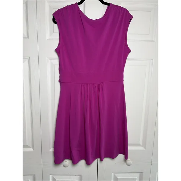 Lands End Twist Front Faux Wrap Dress Womens‎ Size L 14-16 Pink Cotton Modal - Image 5