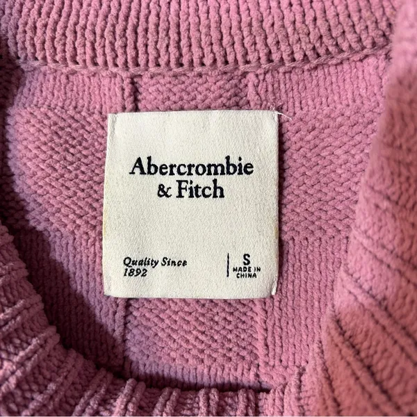 Abercrombie & Fitch Checkered Crewneck Pullover Sweater Pink Size Small - Image 4