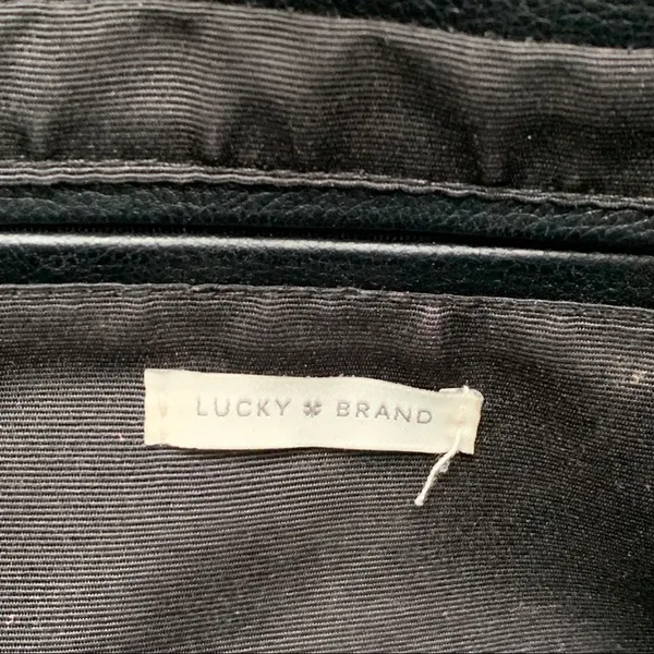 Lucky Brand Black Vegan Leather Tassel Tote Double Handle Bucket Bag - Image 9