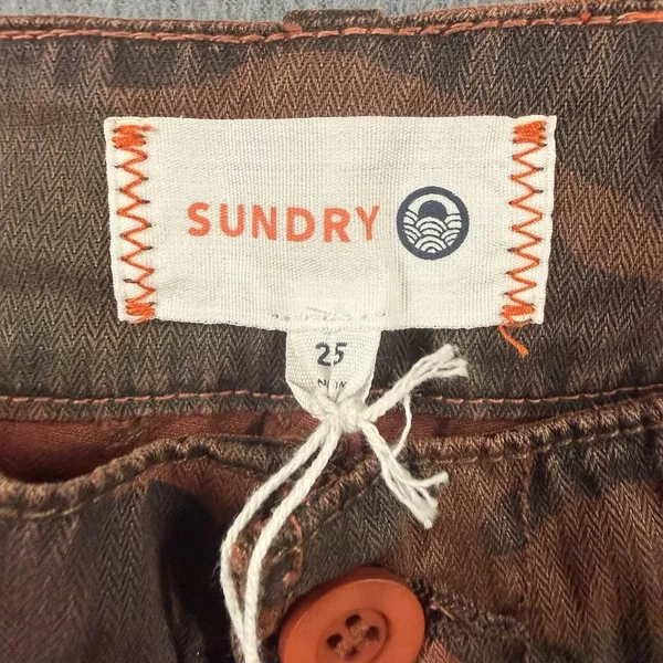 Sundry Camo Ankle Pants Womens 25 Brown Twill Pleated Crop Pockets Relaxed NWT - Image 6