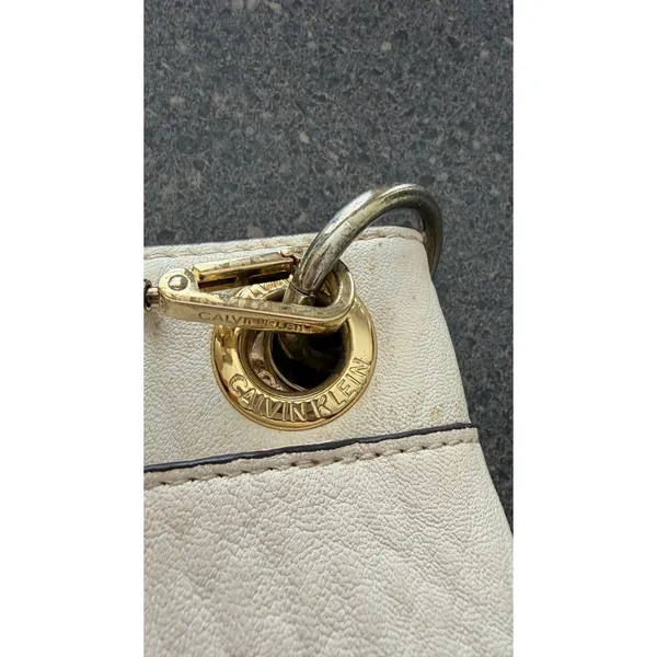 Calvin Klein Sonoma Ivory Faux Leather Crossbody Bag Gold Hardware - Image 9