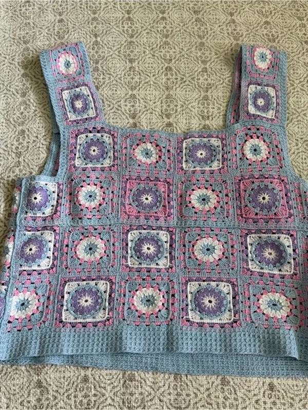 Staccato Pastel Granny Square Crochet Tank Top - Image 5