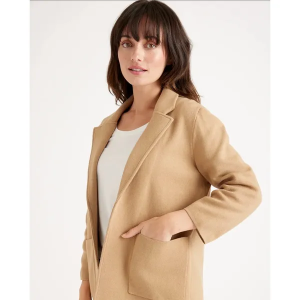 Quince 100% Organic Cotton Camel Soft Relaxed Open Front Knit Blazer Medium - Image 4