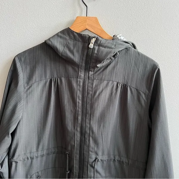Burton Dryride Softshell Jacket Charcoal Grey Zip Rain Coat Cinched Waist Medium - Image 3