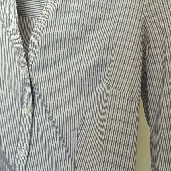 Ann Taylor LOFT Dress Shirt Long Sleeve Blouse Striped Button Up 10 Petite 10p - Image 4
