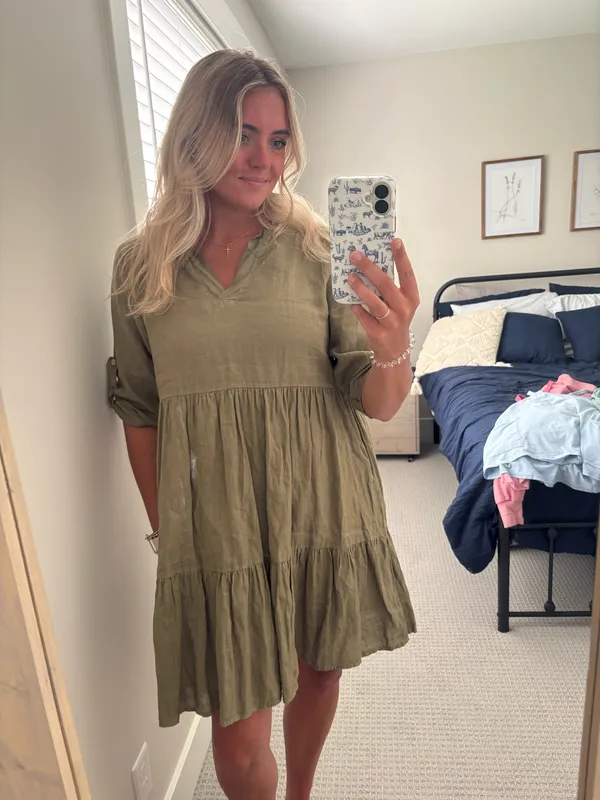 Olive linen dress - Image 2