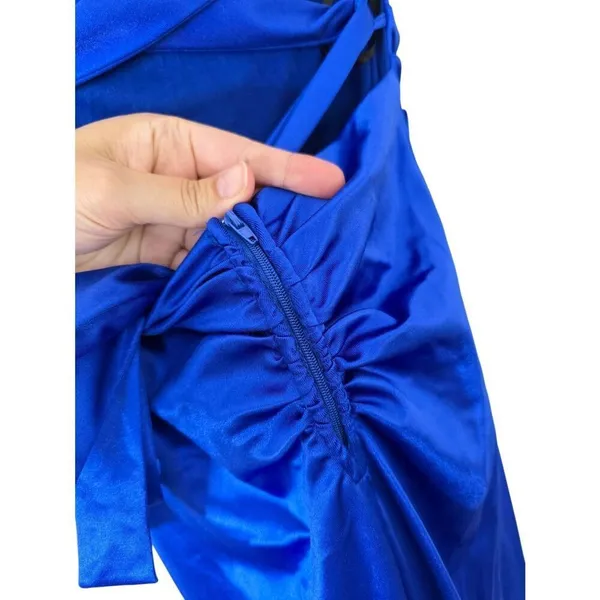 B Darlin Open Back Satin Royal Blue Size 5 Side Slit Maxi Dress NEW‎ - Image 8