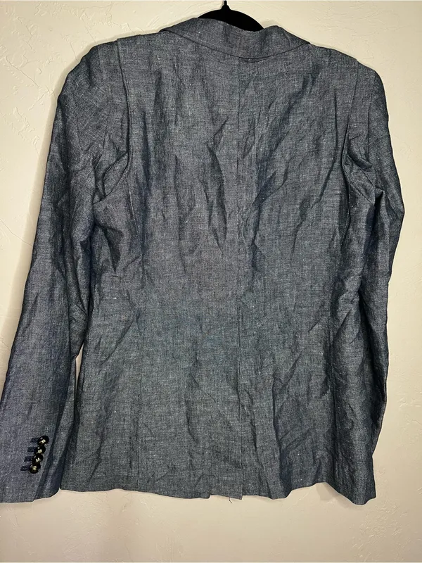 Club Monaco Borrem Linen Blue Heathered One Button‎ Preppy Quiet Luxury Blazer - Image 9