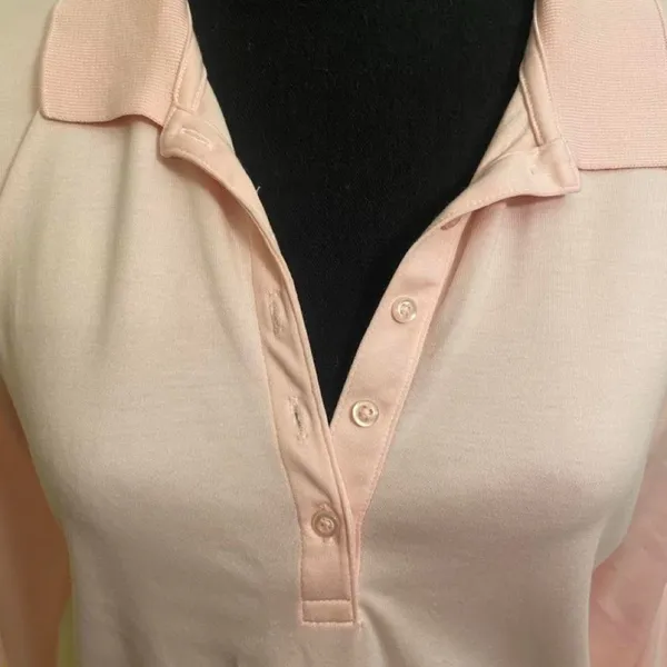 Lands' End Women's Pink 3/4 Sleeve Polo Shirt Minimalist Casual Gorpcore - Image 3