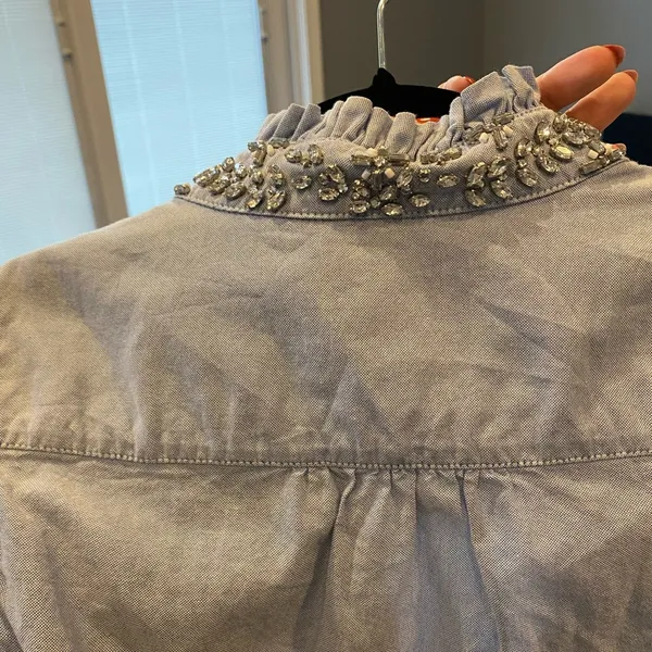 J.Crew Crystal Collar Sleeves Jean Shirt - Image 9