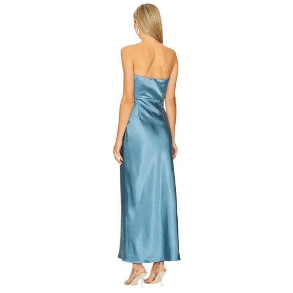 Runaway The Label Kristine Dress in Steel Small New Womens Satin Maxi Strapless - Image 2
