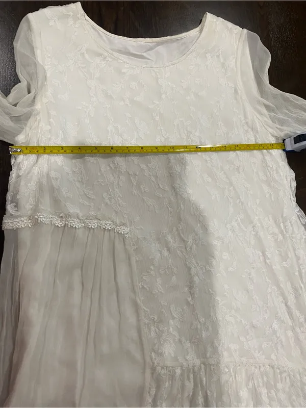 Ivory Lace Panel Long-Sleeve Dress - Image 3