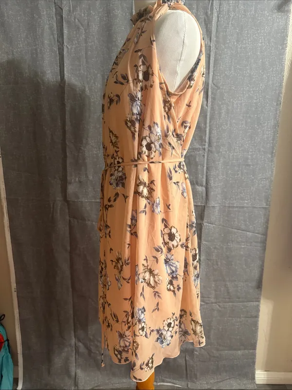 Pinkblush Peach Floral Halter Midi Dress - Image 8