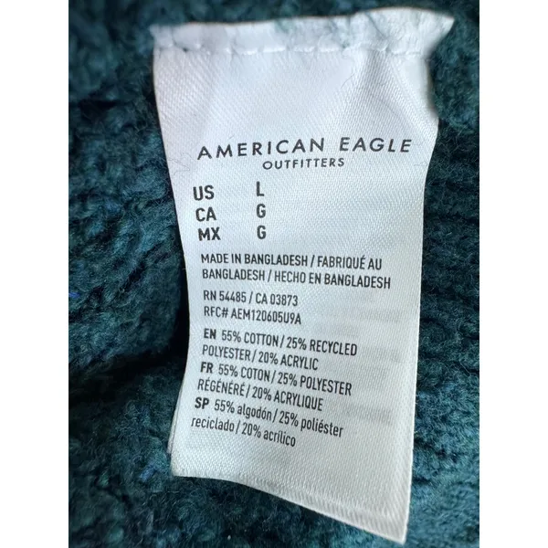 American Eagle Women's L Teal‎ Sweater Waffle Knit Pullover Cozy Relaxed Fit - Image 4