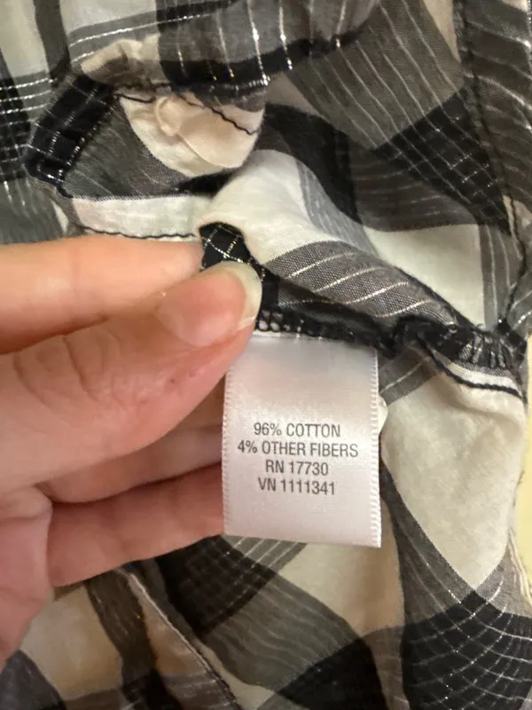 Converse One Star Black & White Plaid Button-Up Shirt M - Image 5